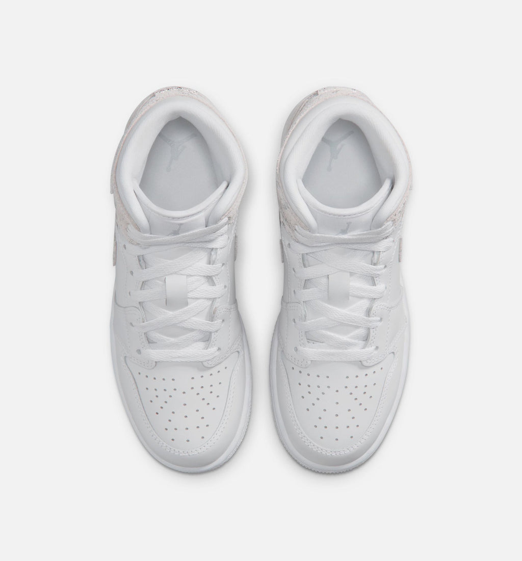 Air Jordan 1 Mid SE Grade School – White/Field Silver