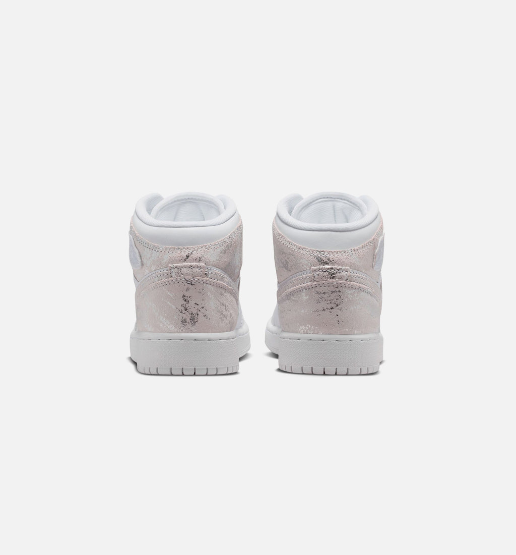 Air Jordan 1 Mid SE Grade School – White/Field Silver