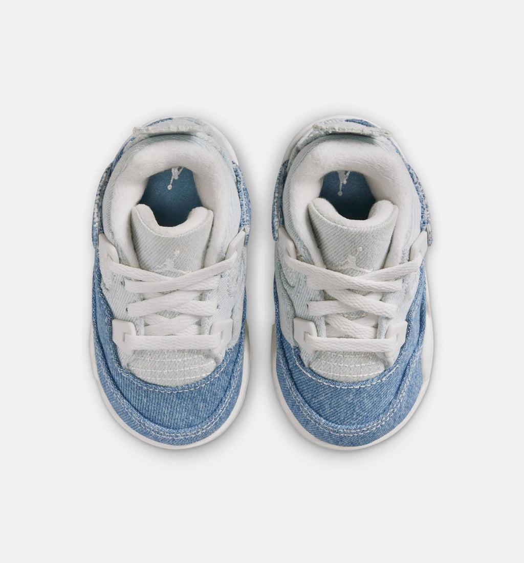 Air Jordan 4 Retro Worn Blue – Infant & Toddler Lifestyle Shoe | Sail/Worn Blue/Metallic Gold