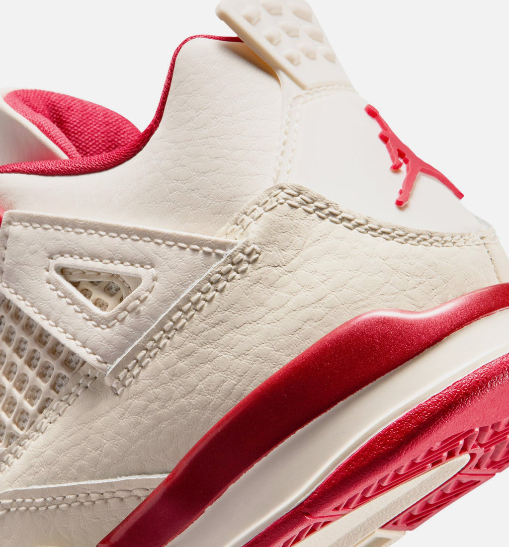 Air Jordan 4 Retro Valentine’s Day Preschool – Pale Ivory/Sierra Red/Tough Red