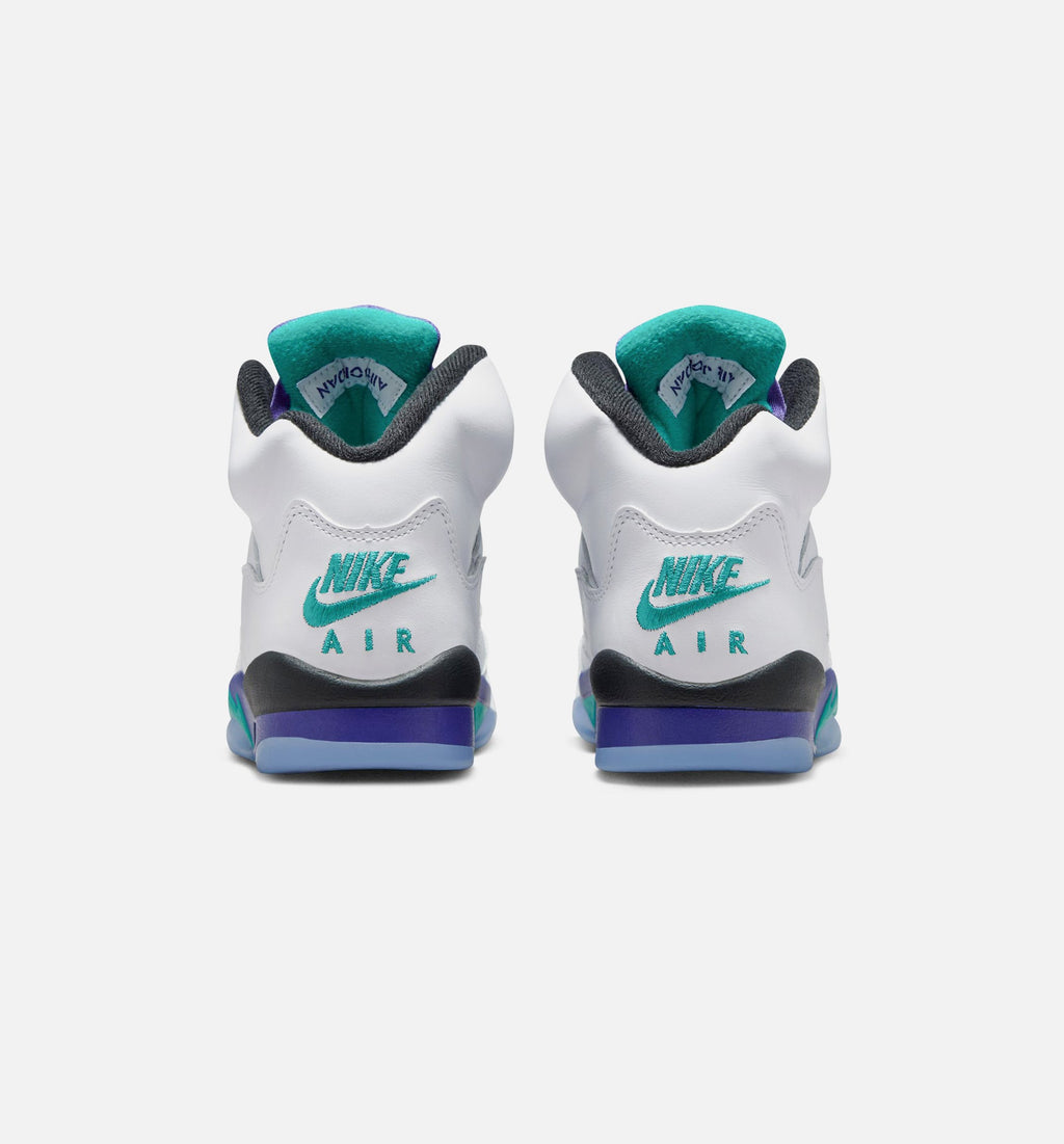 Air Jordan 5 Retro Grape – Grade School Lifestyle Shoe | White/New Emerald/Grape Ice/Black