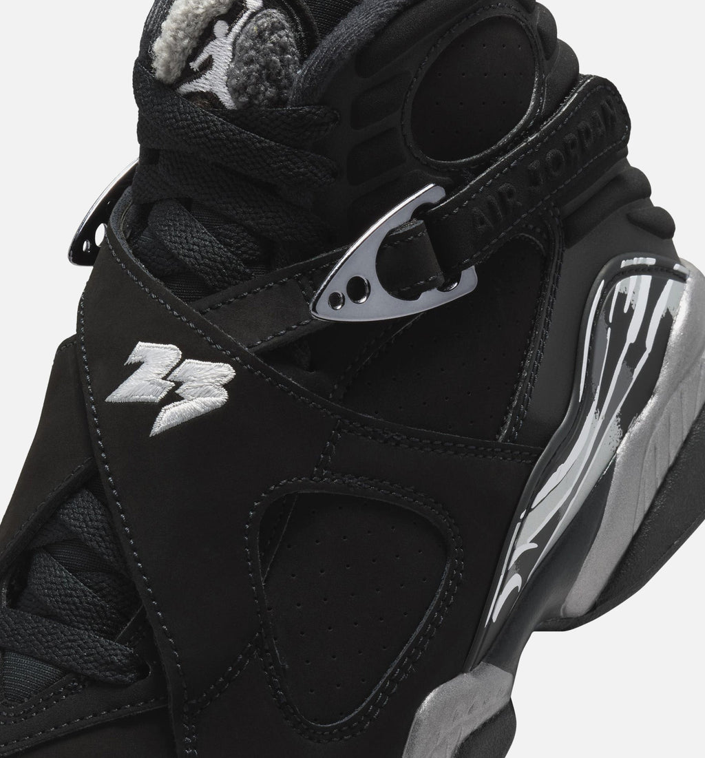 Air Jordan 8 Retro Chrome – Grade School Lifestyle Shoe | Black/White/Light Graphite