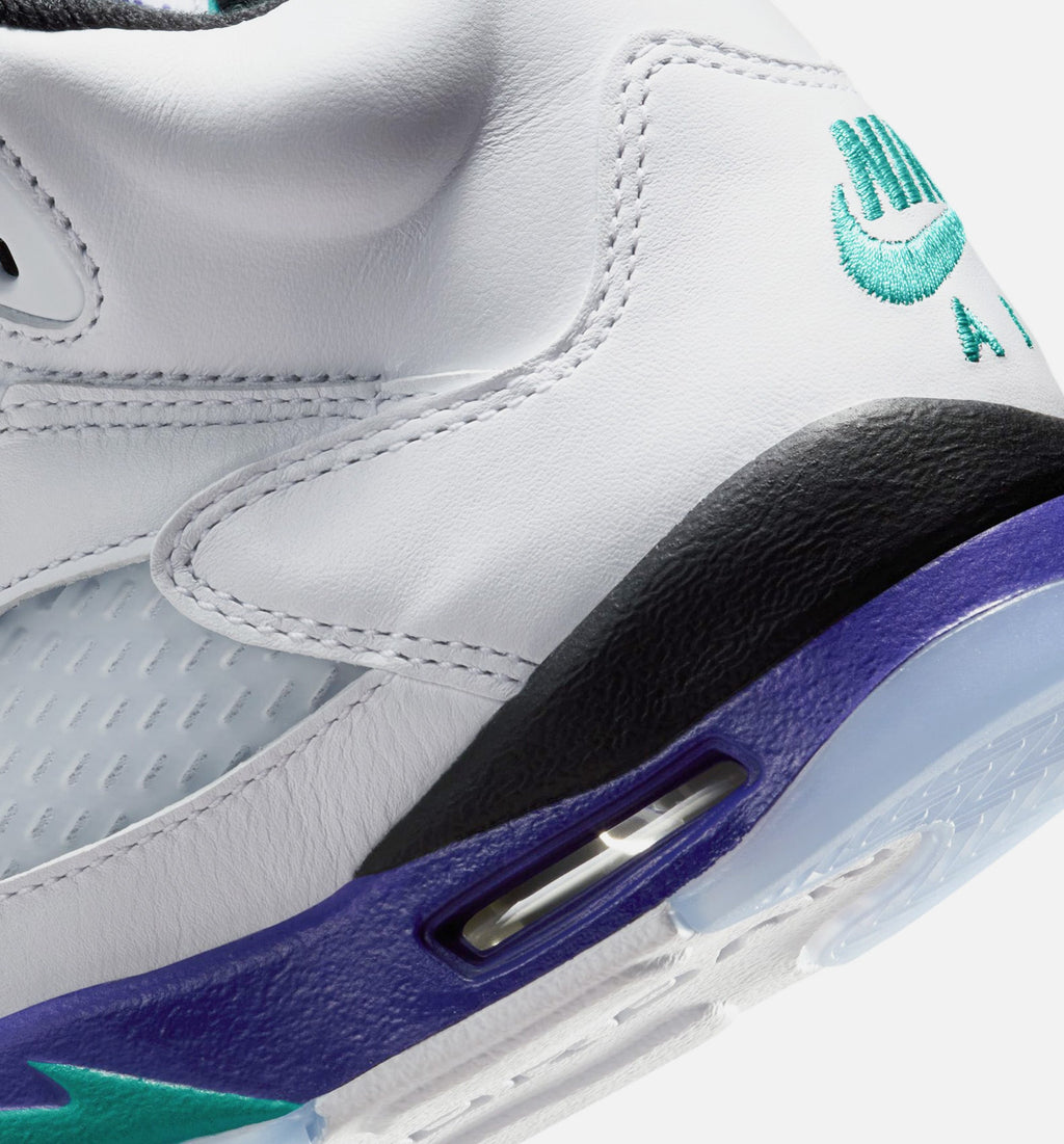 Air Jordan 5 Retro Grape – Grade School Lifestyle Shoe | White/New Emerald/Grape Ice/Black