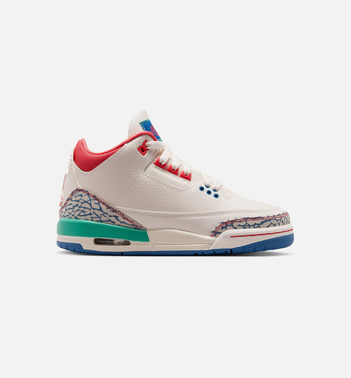 Air Jordan 3 Retro Play Your Way Grade School – Chalk/Track Red/True Blue/Kinetic Green