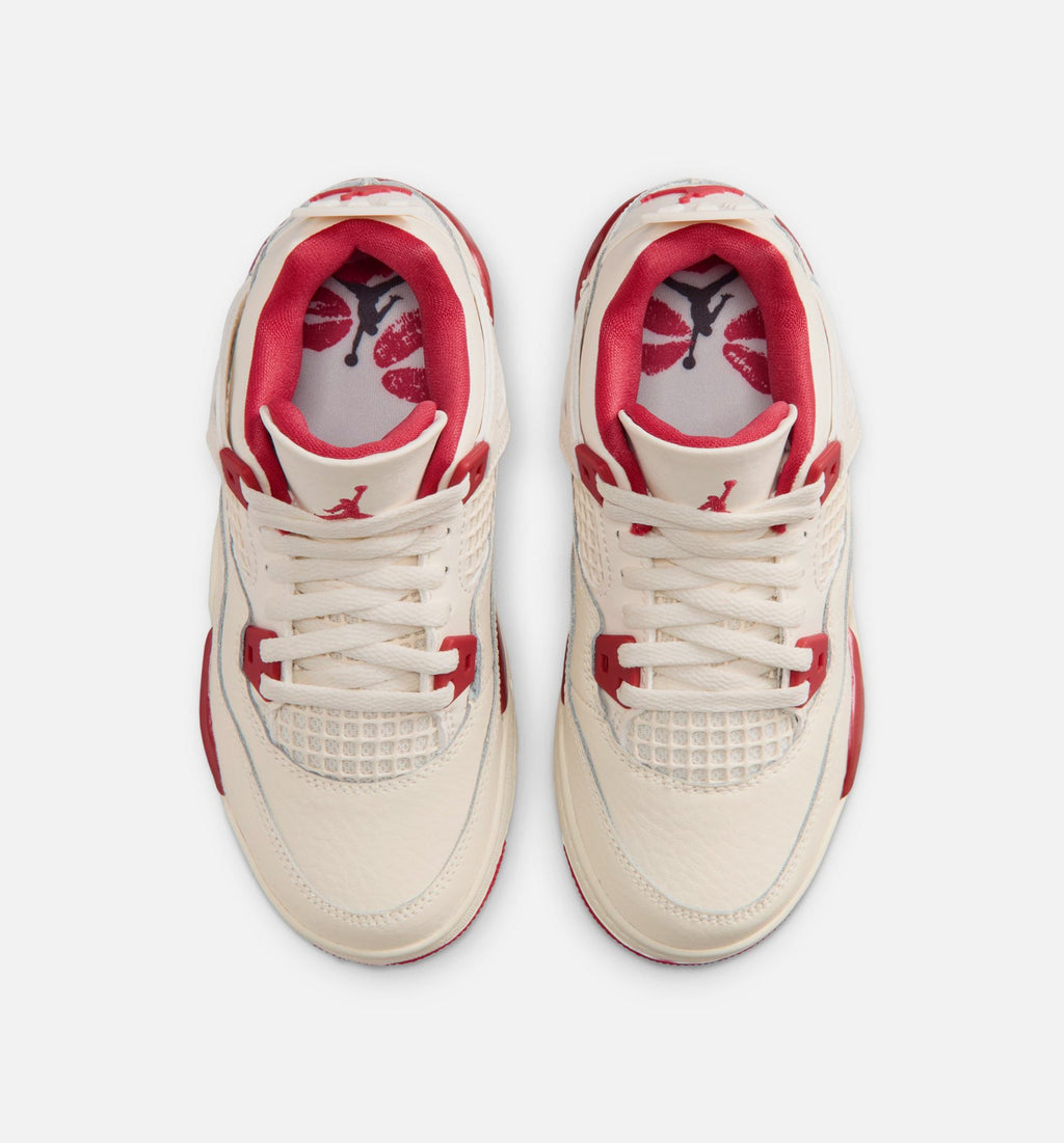 Air Jordan 4 Retro Valentine’s Day Preschool – Pale Ivory/Sierra Red/Tough Red