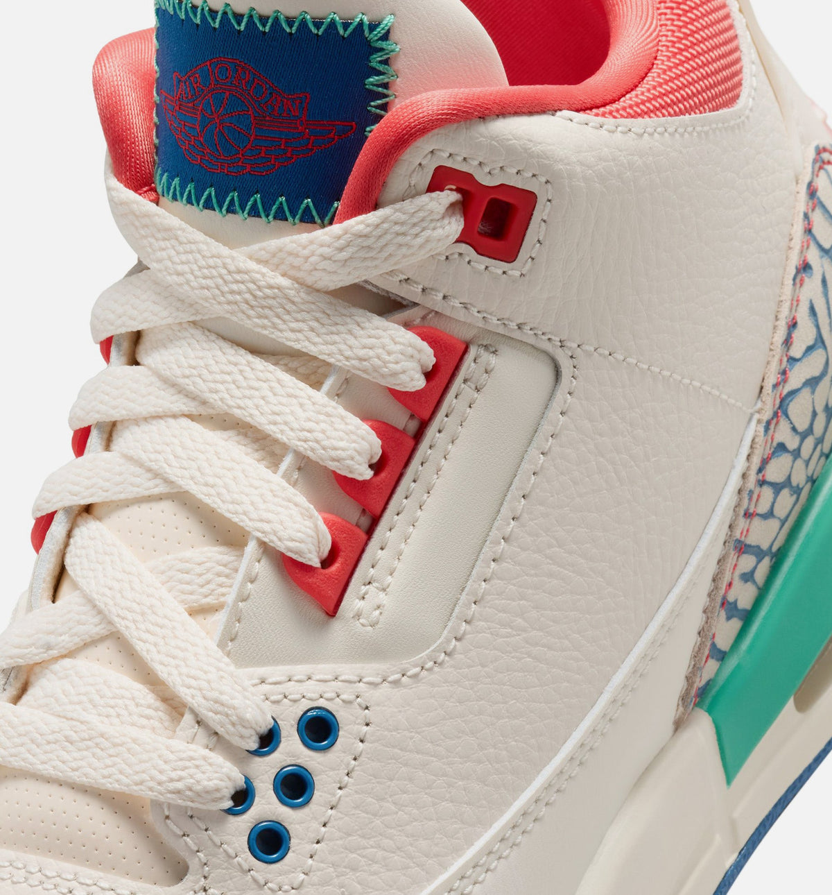 Air Jordan 3 Retro Play Your Way Grade School – Chalk/Track Red/True Blue/Kinetic Green